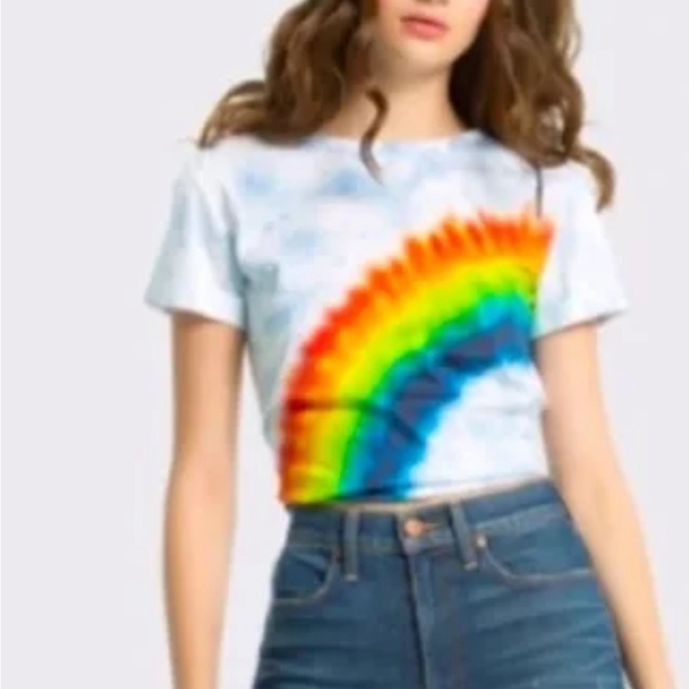 Alice and Olivia womens White Rainbow Tie-Dye Tee